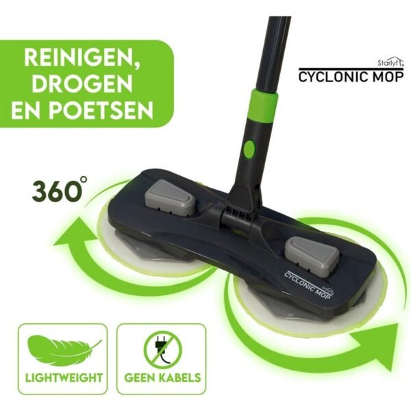 Starlyf Elektrische Mop Zwart/Groen - Afbeelding 3