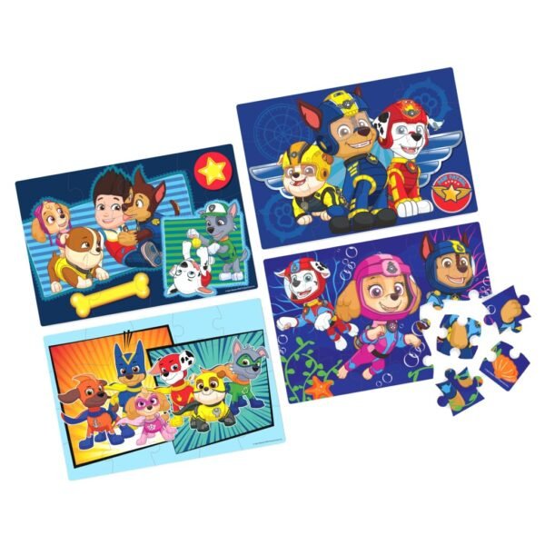Paw Patrol Shoe Box 4 Houten Puzzels 12-16-20-24 Stukjes - Afbeelding 2