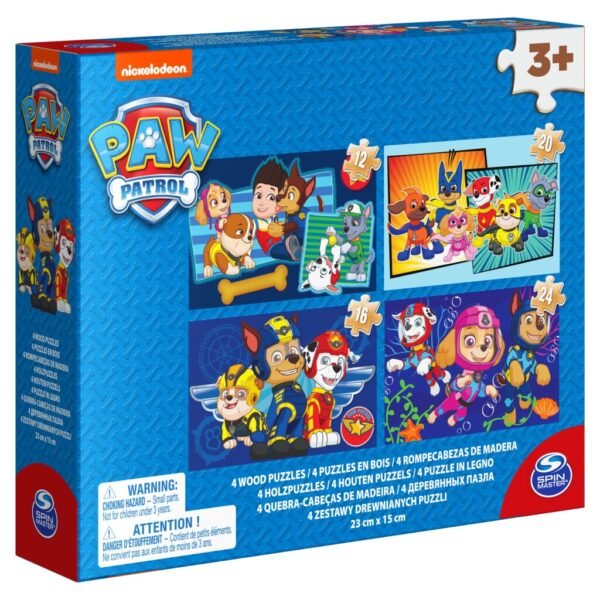 Paw Patrol Shoe Box 4 Houten Puzzels 12-16-20-24 Stukjes - Afbeelding 4