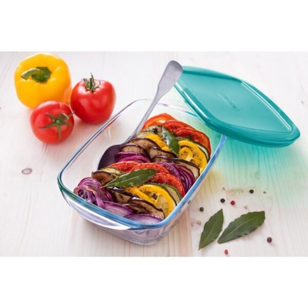 Pyrex Cook and Store Glazen Schaal met Deksel 2.5L Groen/Transparant - Afbeelding 2