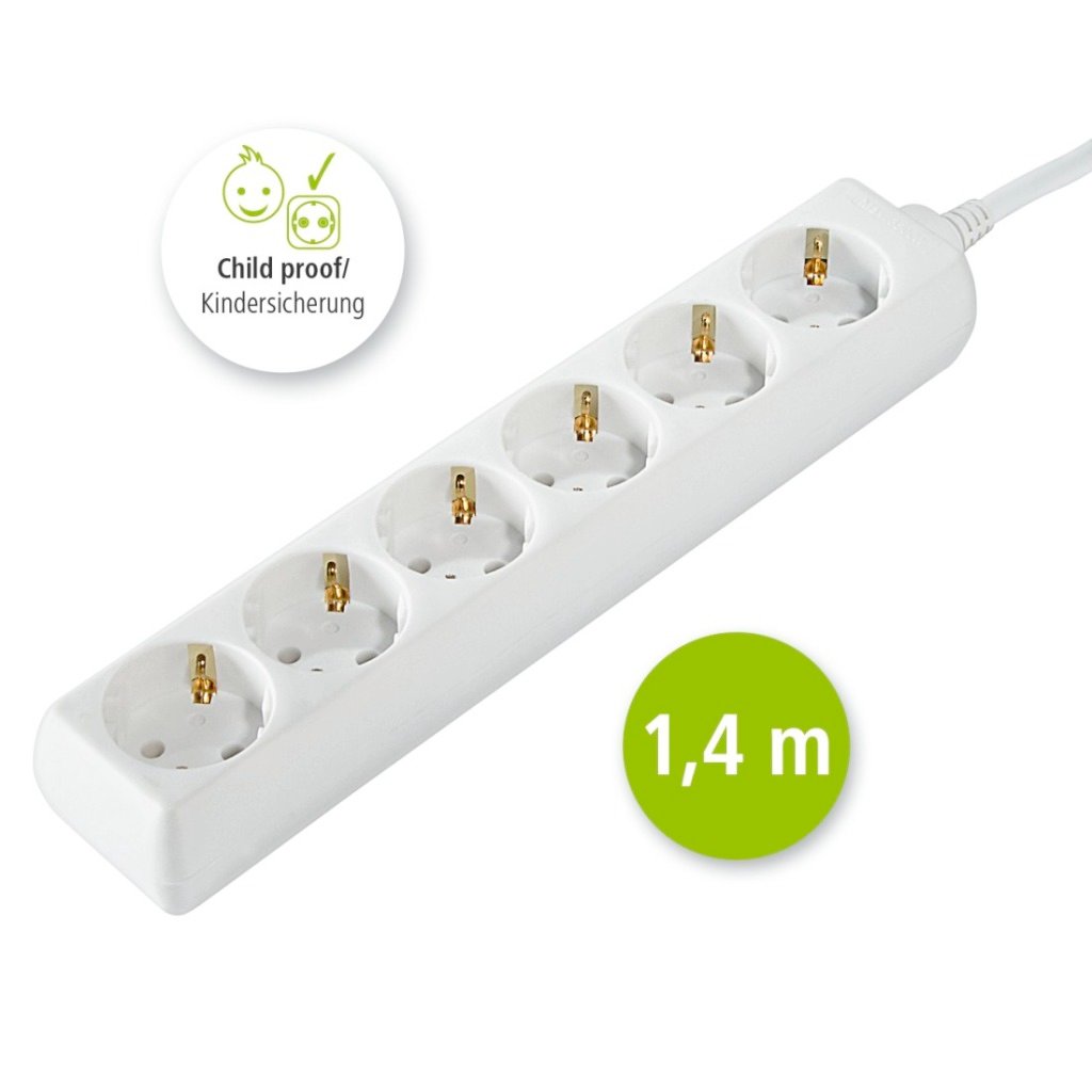 Hama Distribution Panel 6 Sockets Child-proof 1.4 M White - Afbeelding 2