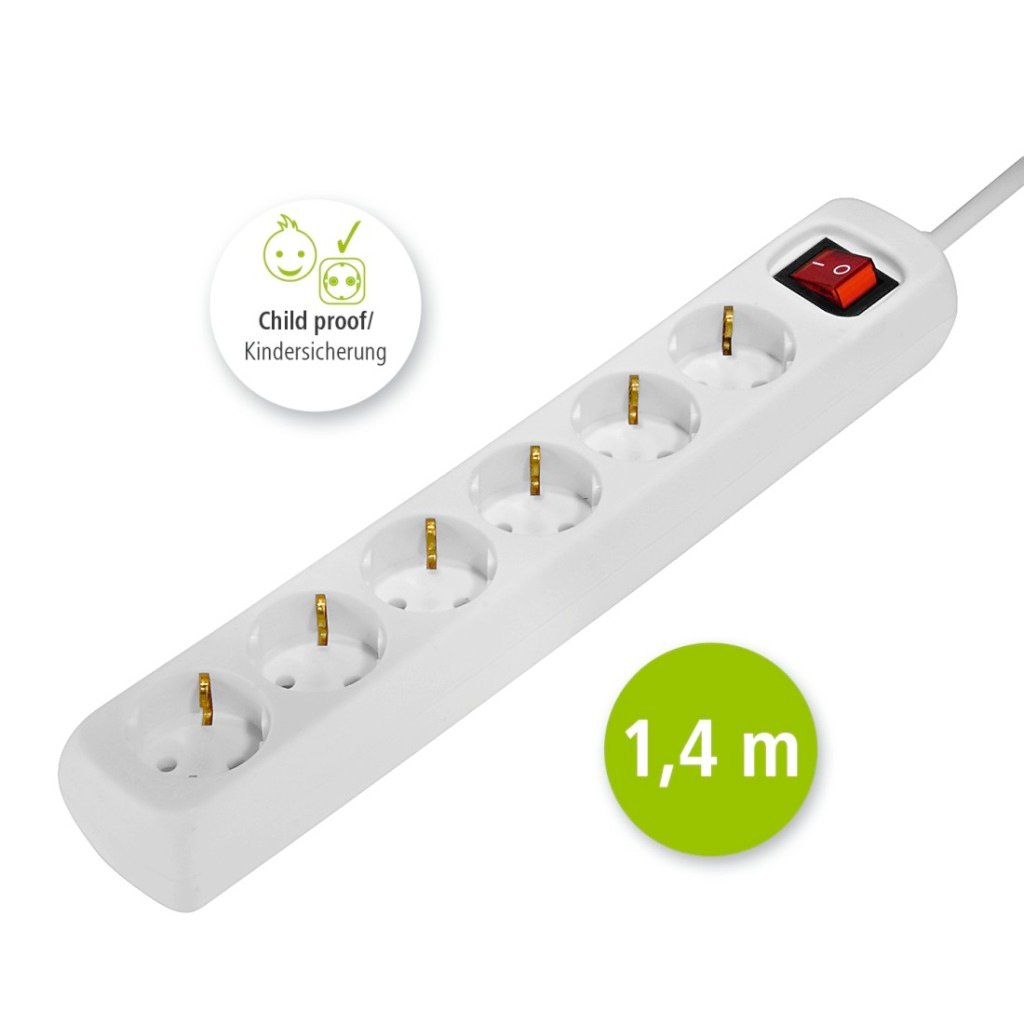Hama Distribution Panel 6 Sockets With Switch Child-proof 1.4 M White - Afbeelding 2