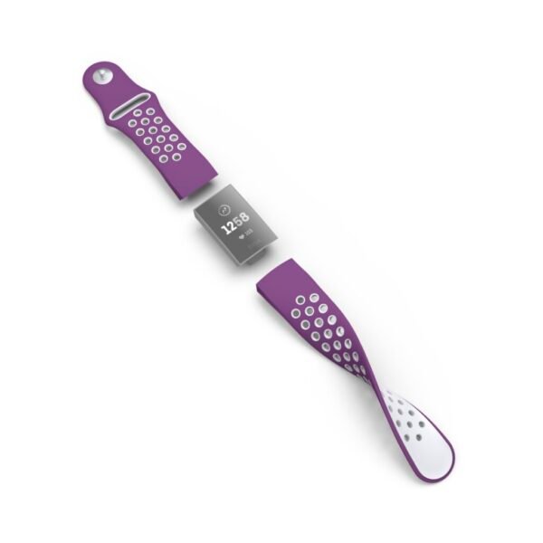 Hama Sportpolsband Voor Fitbit Charge 3/4 Ademend Horlogebandje Paars/grijs - Afbeelding 5