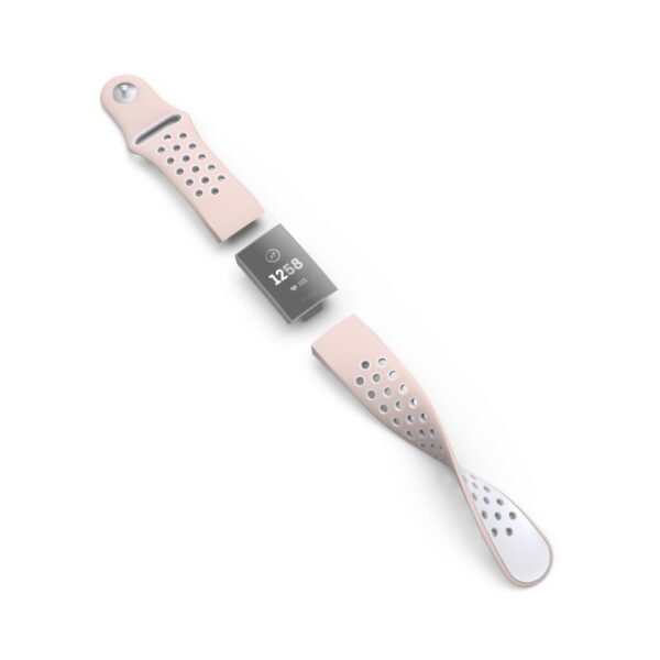 Hama Sportpolsband Voor Fitbit Charge 3/4 Ademend Horlogebandje Rosé/grijs - Afbeelding 5