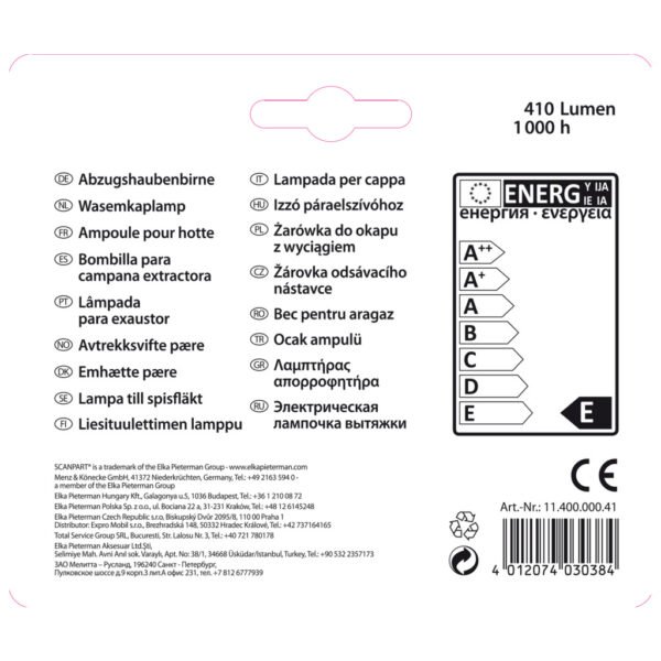Scanpart Afzuigkaplamp E14 40w T25 2-pa - Afbeelding 2