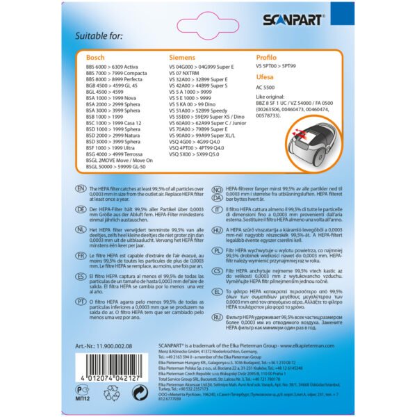 Scanpart Bosch Siemens BBZ8FS1 Hepafilter - Afbeelding 3