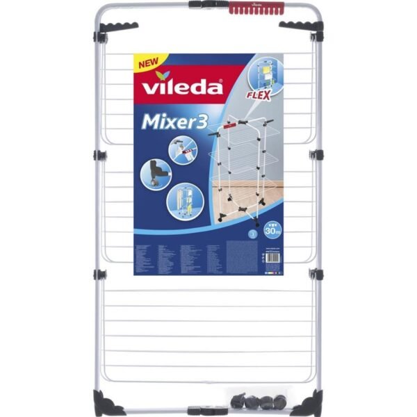 Vileda Mixer 3 Droogrek 30 m Drooglijn Wit/Zwart/Rood - Afbeelding 6
