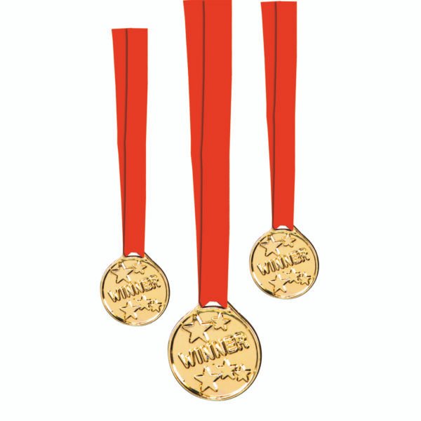 Stylex Metalen Medailles Winner 6 Stuks Goud/Rood - Afbeelding 2