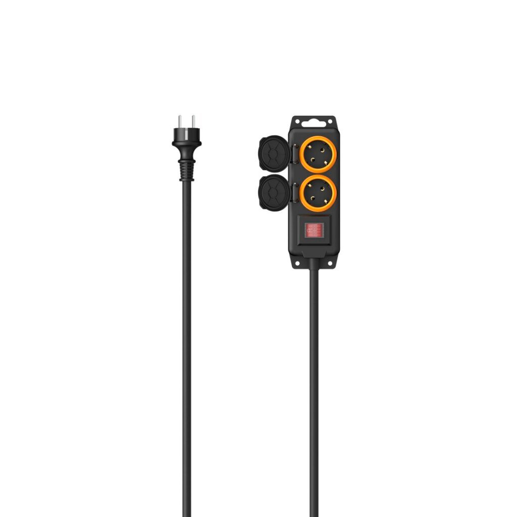 Hama Stekkerdoos 2-voudig Voor Buiten IP44 Schakelaar Wandmontage 2 M Zw. - Afbeelding 2