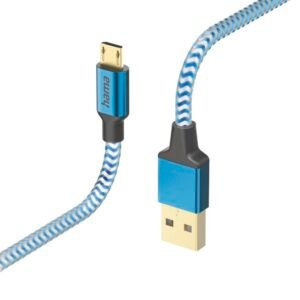 Hama Oplaadkabel Reflective USB-A - Micro-USB 1,5 M Nylon Blauw