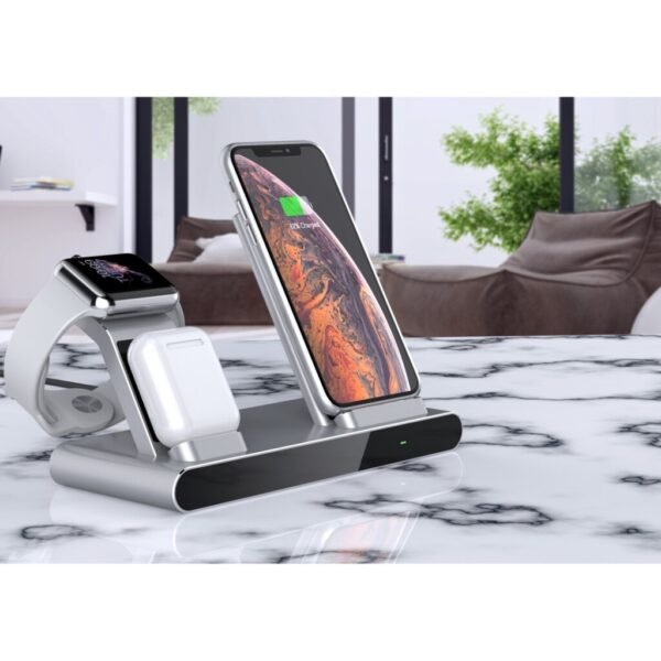 Rapoo XC600 3-in-1 Draadloze QI Inductielader Zilver - Afbeelding 2