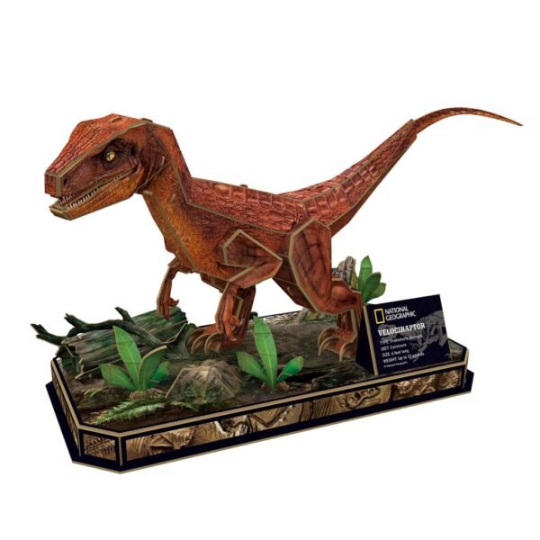National Geographic Houten 3D Puzzel Velociraptor 63 Stukjes - Afbeelding 2