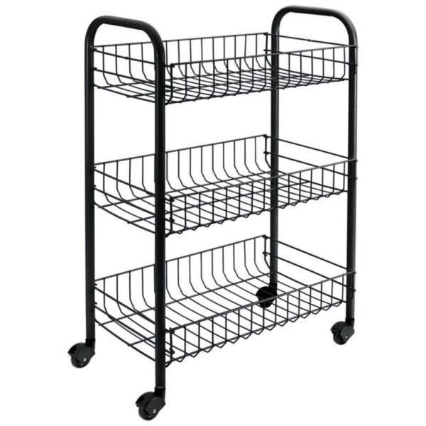 Tomado-Metaltex Siena Keukentrolley met Wielen 41x23x63 cm Zwart - Afbeelding 2