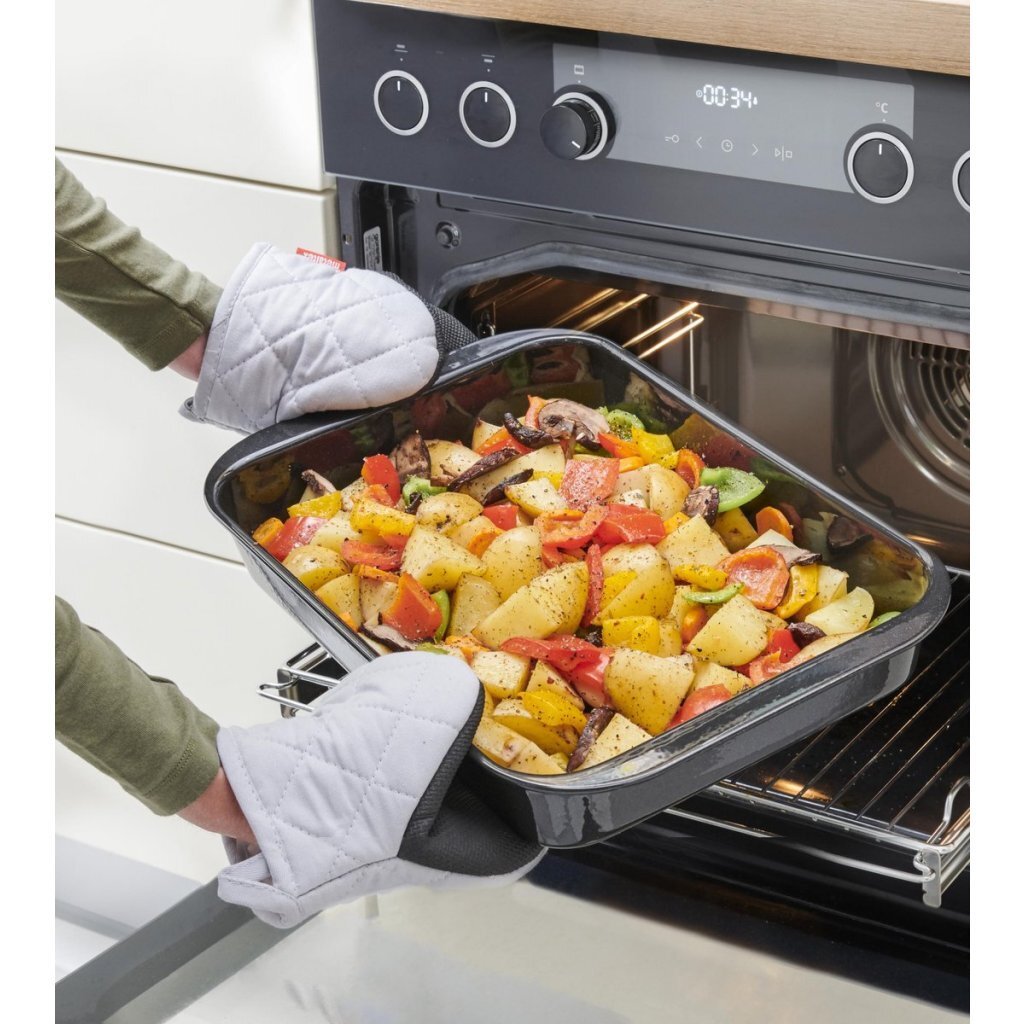 Metaltex Katoenen Ovenhandschoenen 14x14 cm Grijs/Wit 2 Stuks - Afbeelding 3