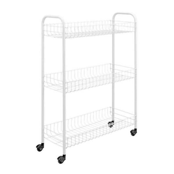 Tomado-Metaltex Slim Keukentrolley met Wielen 23x56x84 cm Wit - Afbeelding 2