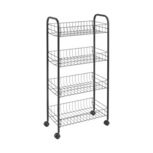 Metaltex Ascona Trolly met Wielen + 4 Manden 41x23x84 cm Mat Zwart/Metaal