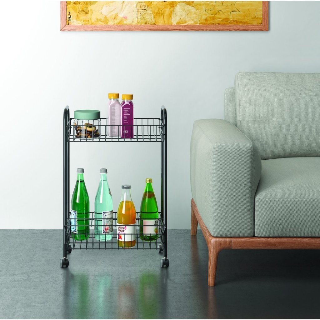 Metaltex Belino Lava Trolly + Flessenhouder 23x41x63 Zwart - Afbeelding 2