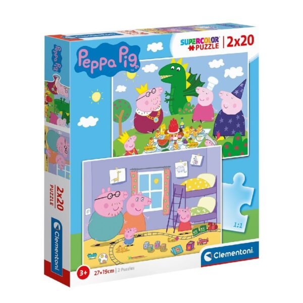 Clementoni Supercolor Puzzel Peppa Pig 2x20 Stukjes - Afbeelding 3