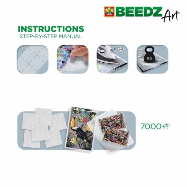 SES Creative Beedz Art Strijkkralen Toekan 30x45.5 cm 7000 Stuks - Afbeelding 2