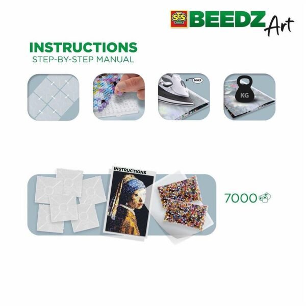 SES Creative Beedz Art Strijkkralen Meisje met de Parel 45.5x30 cm 7000 Stuks - Afbeelding 2