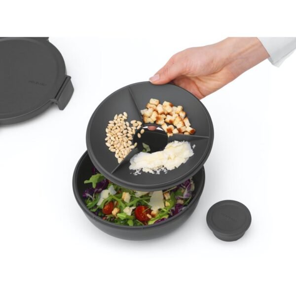 Brabantia Make & Take Salade Lunchkom 1.3L Donkergrijs - Afbeelding 2