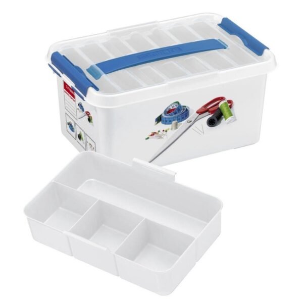 Sunware Q-Line Naaidoos 6L 30x20x14 cm Wit/Blauw - Afbeelding 2
