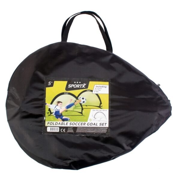 SportX Opvouwbare Voetbaldoelen 90x60x60 cm 2 Stuks Zwart/Groen - Afbeelding 3