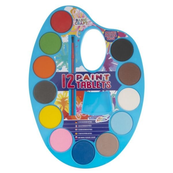 Basic Craft Waterverfpalet + Penseel 12 Kleuren - Afbeelding 3