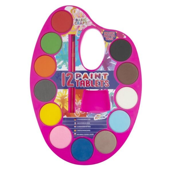 Basic Craft Waterverfpalet + Penseel 12 Kleuren - Afbeelding 5