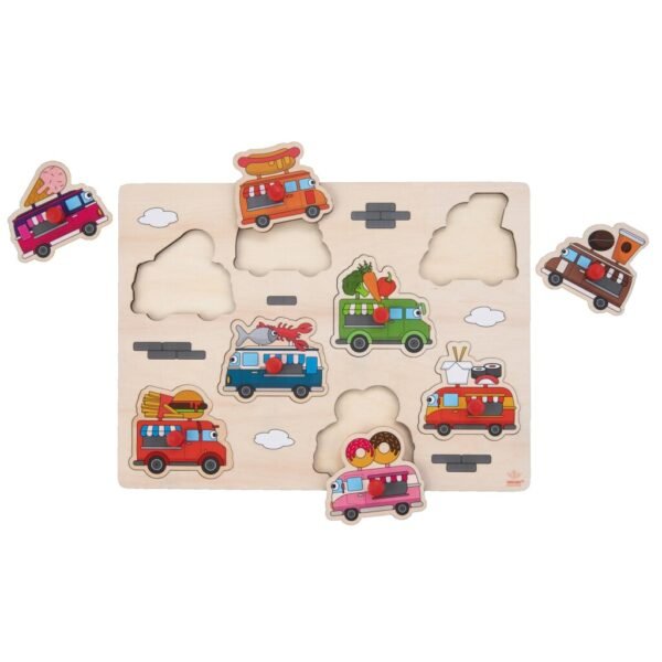 Engelhart Houten Knopjes Puzzel Foodtrucks 8 Stukjes - Afbeelding 2
