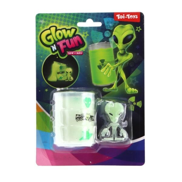 Glow N Fun Olievat met Glow In The Dark Slijm + Alien - Afbeelding 2