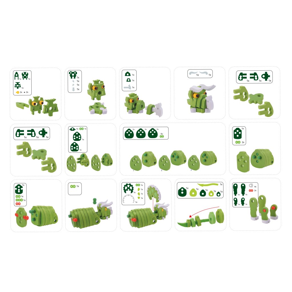Toi-toys Knutselpuzzel Tricera Junior 25,8 Cm Groen 59-delig - Afbeelding 5