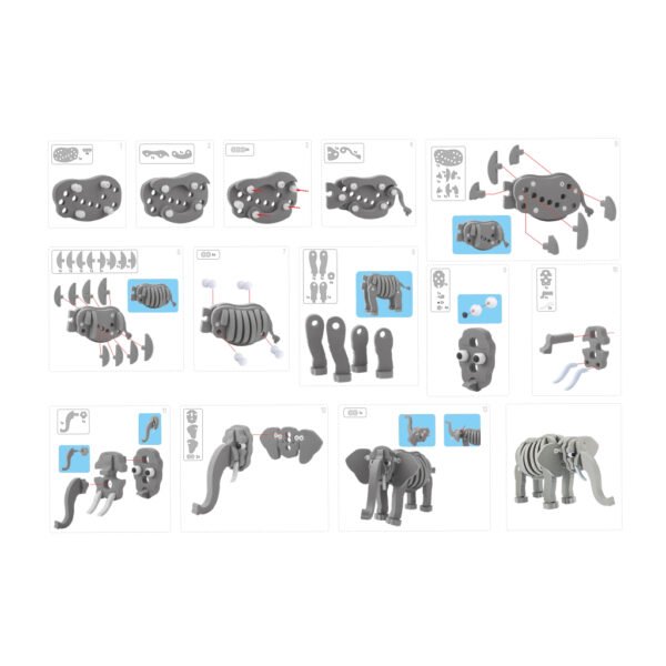 Toi-toys 3D Puzzel Olifant Junior 31,5 Cm Foam Grijs 75-delig - Afbeelding 5