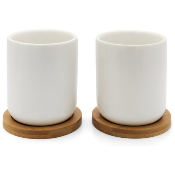 Bredemeijer Umea Theemokken 200 ml 2 Stuks Bamboe/Wit Keramiek - Afbeelding 2