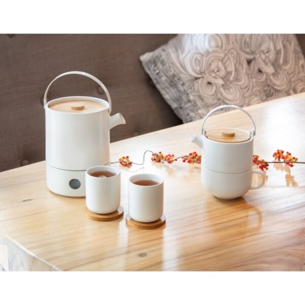 Bredemeijer Umea Theemokken 200 ml 2 Stuks Bamboe/Wit Keramiek - Afbeelding 3