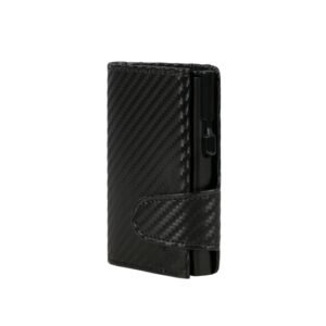 Juscha JU-961401 Pasjeshouder Clicksafe RFID Kunstleer Carbon Zwart 8 Pasjes Met Opbergvak Voor Muntgeld