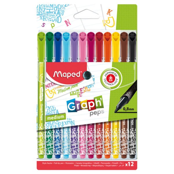 Maped Graph’Peps Fijnlijners 12 Kleuren 0.8 mm - Afbeelding 2