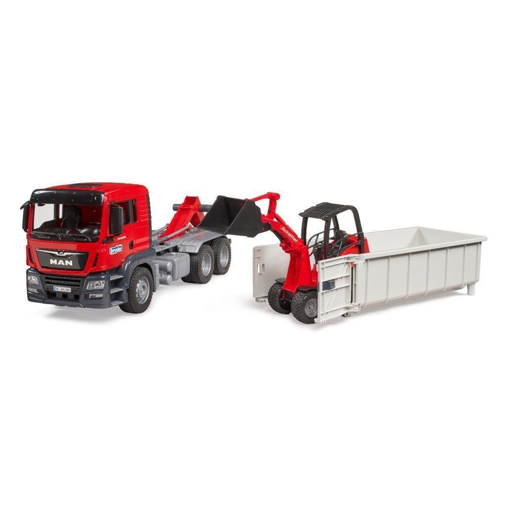 Bruder 03624 Man Vrachtwagen met Afrolcontainer + Schaeff Minigraafmachine - Afbeelding 5