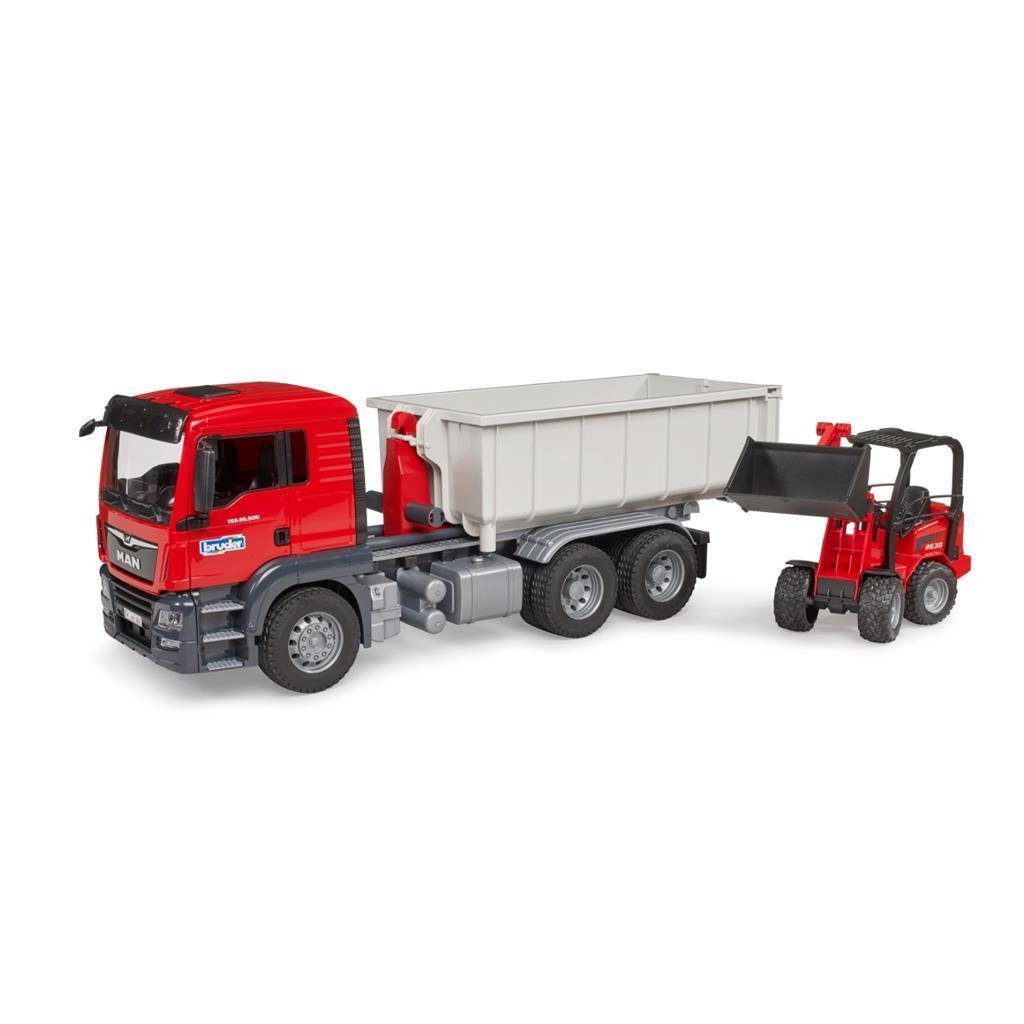 Bruder 03624 Man Vrachtwagen met Afrolcontainer + Schaeff Minigraafmachine - Afbeelding 6