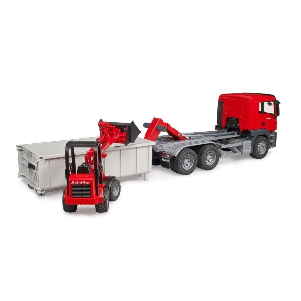 Bruder 03624 Man Vrachtwagen met Afrolcontainer + Schaeff Minigraafmachine - Afbeelding 7