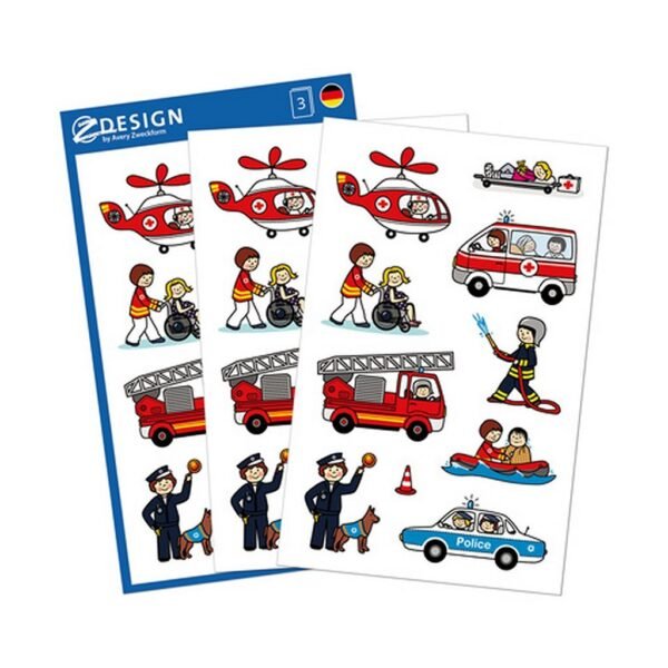 Avery AV-54137 Z-Design Kids Stickers Hulpdiensten 3 Vel - Afbeelding 2