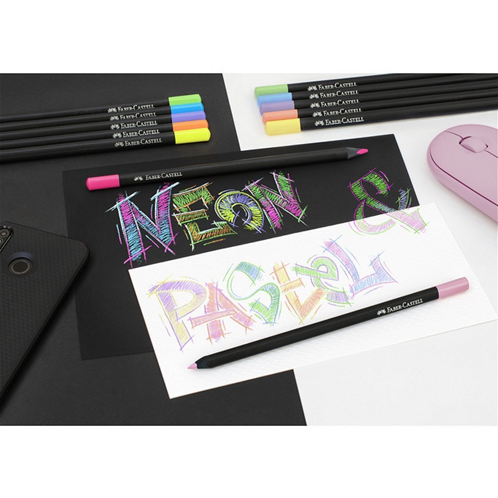 Faber Castell FC-116410 Black Edition Kleurpotloden 12 Stuks Neon/Pastel - Afbeelding 3