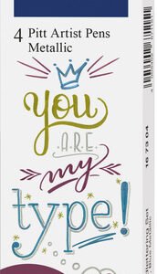 Faber Castell FC-167304 Tekenstift Faber-Castell Pitt Artist Pen Metallic 4-delig Etui