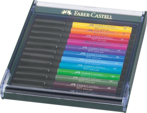 Faber Castell FC-267421 Tekenstift Faber-Castell Pitt Artist Pen Brush Set 12 Stuks Basic - Afbeelding 2