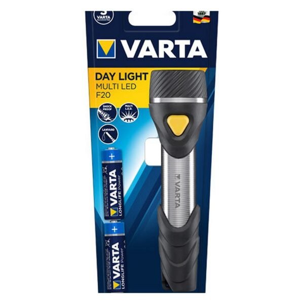 Varta 16632101421 Day Light LED Zaklamp + 2x AA Batterijen Zwart/Zilver - Afbeelding 2