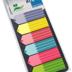 Info Notes IN-5672-93 Info Page Marker 18x55mm, 6 X 25 Stuks, 6 Kleuren, Op Kaart.