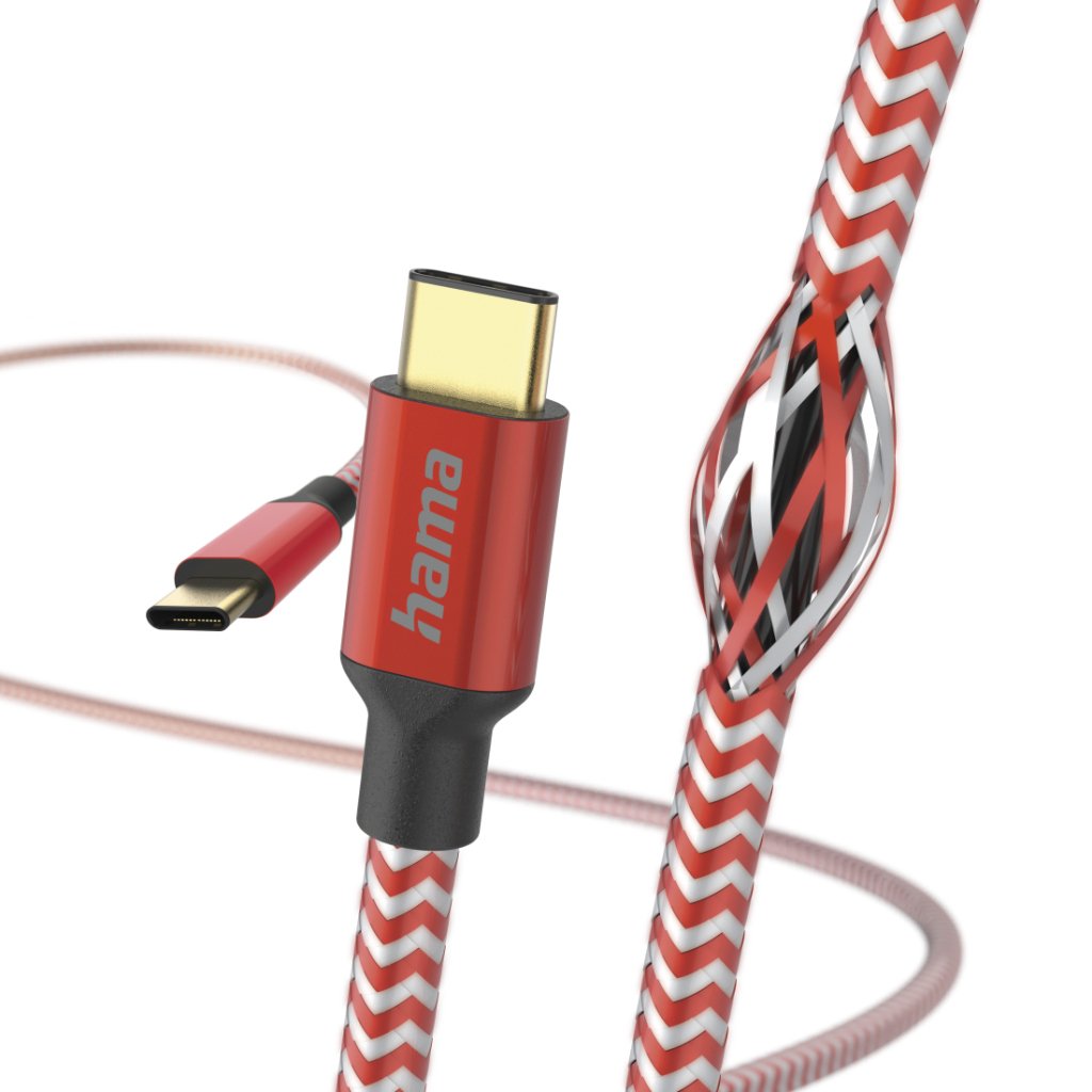 Hama Oplaadkabel Reflective USB-C - USB-C 1,5 M Nylon Rood - Afbeelding 2