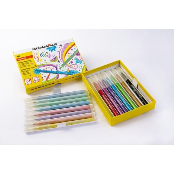 Eberhard Faber EF-551016 Viltstiften Glitter Doos 16 Kleuren - Afbeelding 2