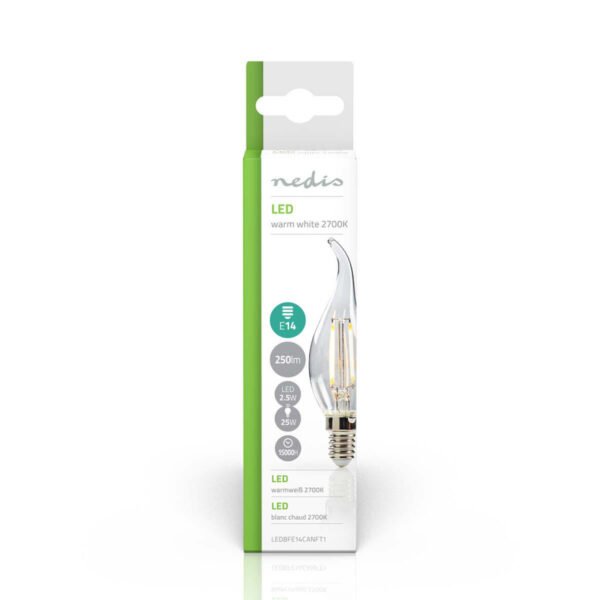 Nedis LEDBFE14CANFT1 Retro Led-gloeilamp E14 Kaars Met Gebogen Punt 2,5 W 250 Lm - Afbeelding 3