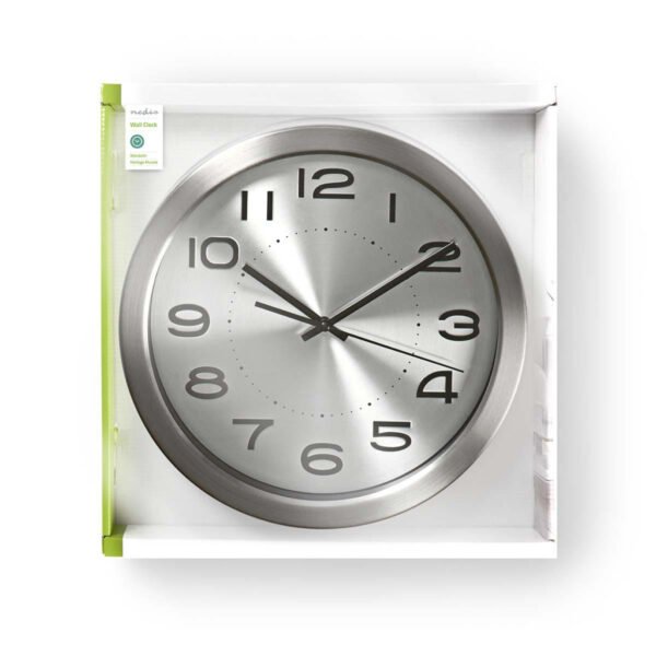 Nedis CLWA010MT30SR Ronde Wandklok Diameter 30 Cm Roestvrij Staal - Afbeelding 3
